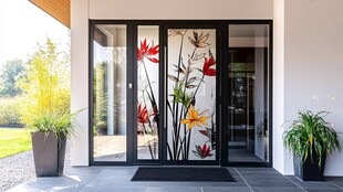 彩绘玻璃门 精致入户景致