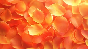 橙黄玫瑰花瓣浪漫满溢