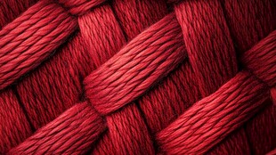 红色编织纹理特写