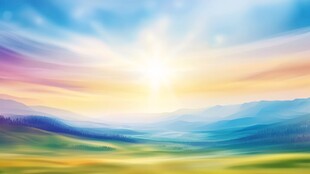 梦幻日出下的美丽原野