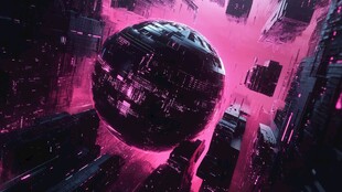 未来科幻城市中的巨型球体