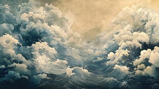 汹涌海浪绘壮丽海洋景观