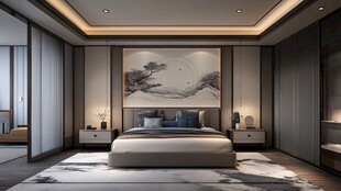 现代中式风优雅卧室空间