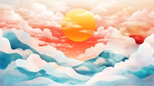 梦幻云海间的绚烂日出