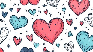 多彩手绘爱心图案背景
