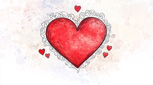 手绘红心与爱心装饰图案