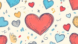 手绘爱心多彩图案背景