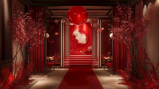 中式婚礼红主题浪漫场景