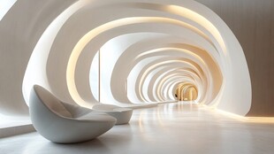 未来感弧形室内空间设计