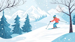 冬日滑雪者穿梭山林间