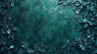 青绿色树叶边框背景图