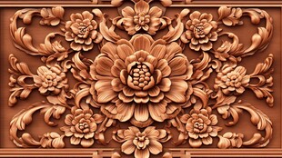 中式木雕花卉精美浮雕板