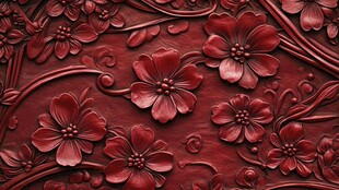 深红雕花图案 精致又典雅