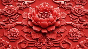 红雕牡丹中式精美纹饰