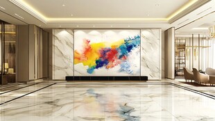 现代奢华大厅彩色艺术壁画