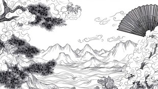 中式山水墨韵风景图