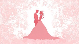 浪漫婚礼剪影 粉色梦幻背景