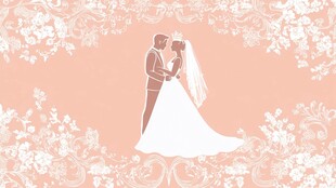 浪漫新婚夫妇花卉背景图