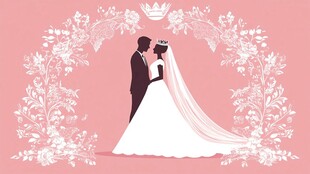 浪漫婚礼中的甜蜜新婚夫妇