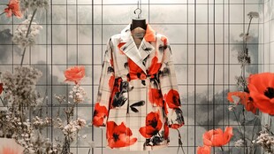 花卉印花时尚风衣展示