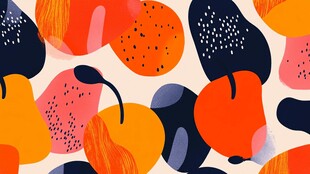 多彩水果抽象图案设计