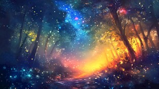 梦幻星空森林奇幻景象