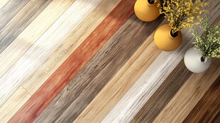 多彩木地板搭配清新花瓶