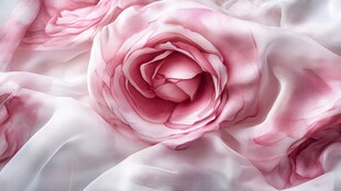 粉色玫瑰图案轻盈丝绸