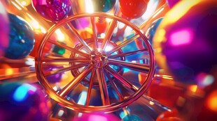 炫彩金属轮与多彩球体世界