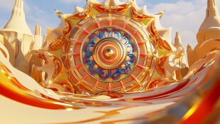 奇幻金色机械风神秘装置