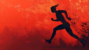 奔跑的活力女性剪影