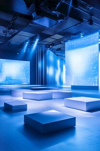 蓝色科技风舞台展示空间