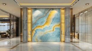 奢华大厅中的大理石艺术背景墙