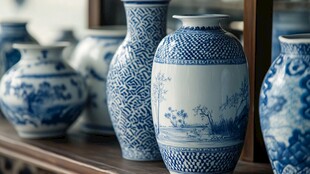 中式青花瓷瓶陈列展示