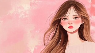 浪漫粉调长发唯美少女