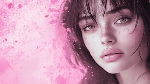 梦幻粉调下的迷人雀斑女孩