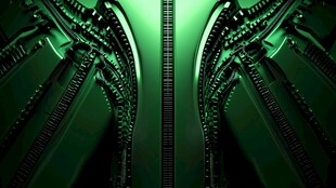 未来感机械绿色科技画面