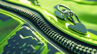 亮绿色拉链特写