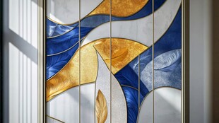 抽象几何彩色玻璃艺术图案