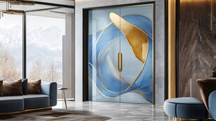 现代轻奢风客厅艺术双开门