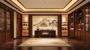 中式雅致书房室内设计图