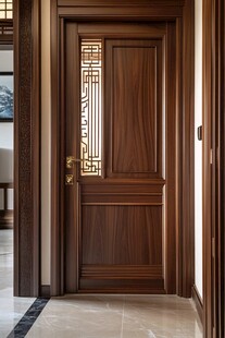 中式实木雕花入户门
