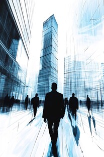 都市职场人群前行剪影