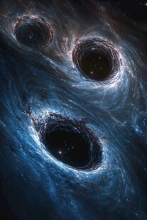 三个黑洞的宇宙奇幻景象