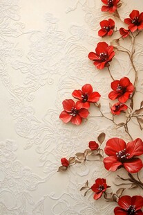 墙边红花朵朵绽放