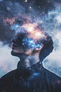 梦幻星空人脑融合景象