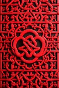 红色中式雕花装饰图案