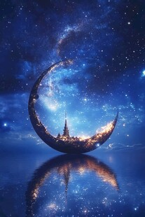 梦幻月牙中的璀璨星空之城