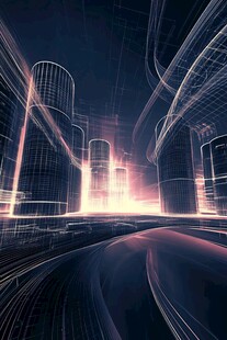 未来都市光影线条艺术图景