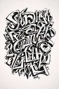 黑白酷炫涂鸦艺术字体